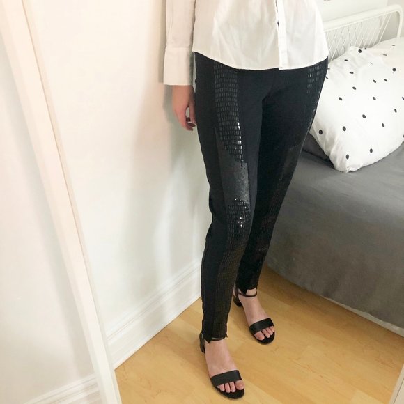 Nicole Miller Pants - Nicole Miller Gold Black Silk & Sequin Dress Pants